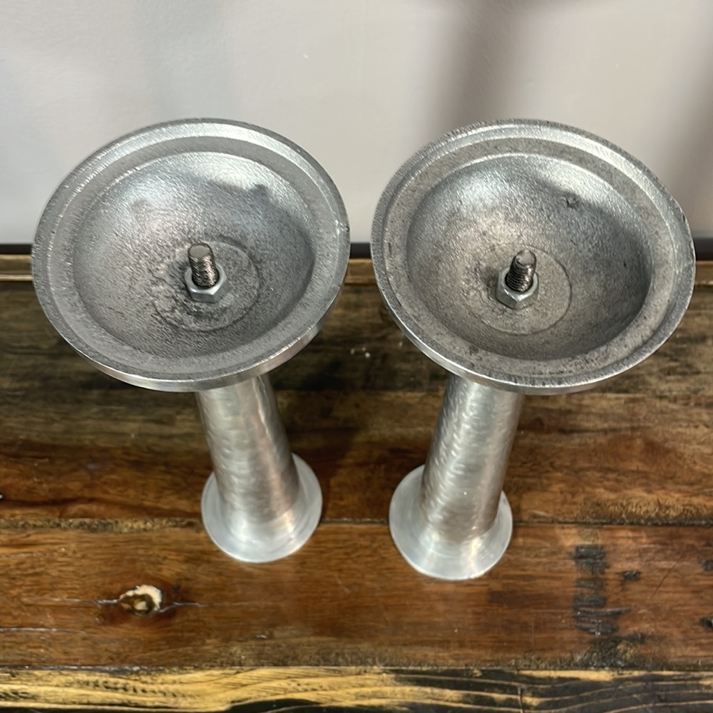Heavy hammered 10” metal candle holders - pair - Picture 3 of 9